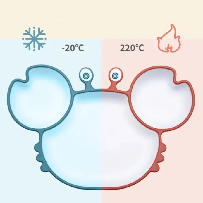 Set Vaisselle Bébé Crabe Kawaii – Silicone Non-Glissant