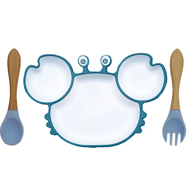 Set Vaisselle Bébé Crabe Kawaii – Silicone Non-Glissant