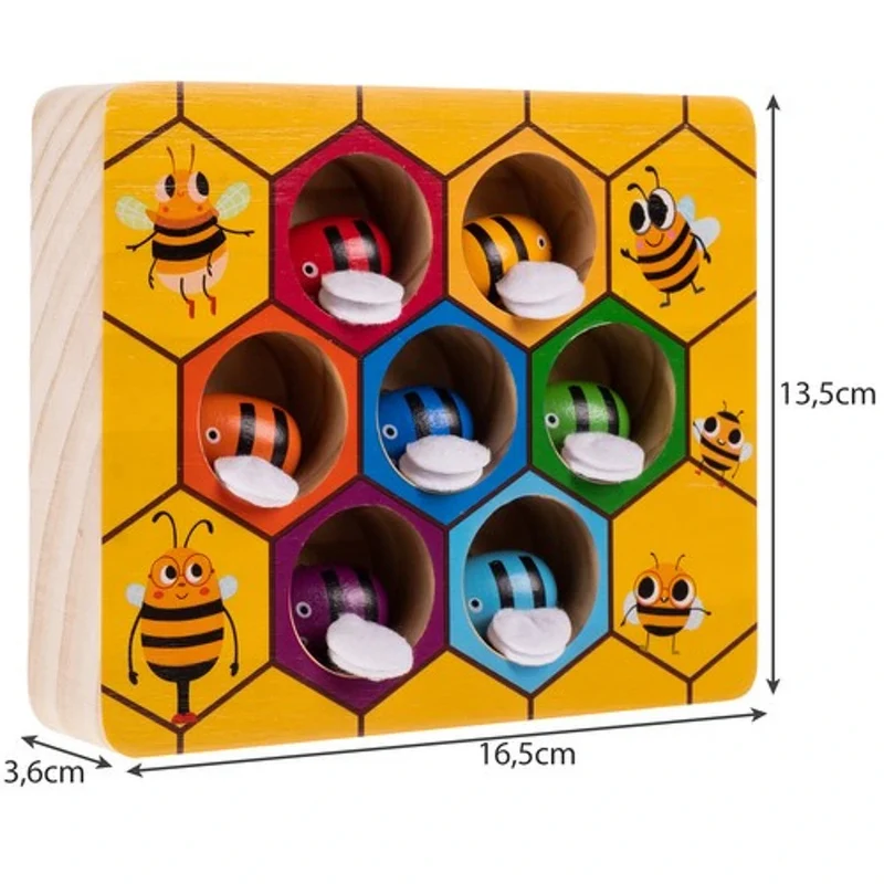 Jeu de motricité fine en bois – Attraper les abeilles avec une pince