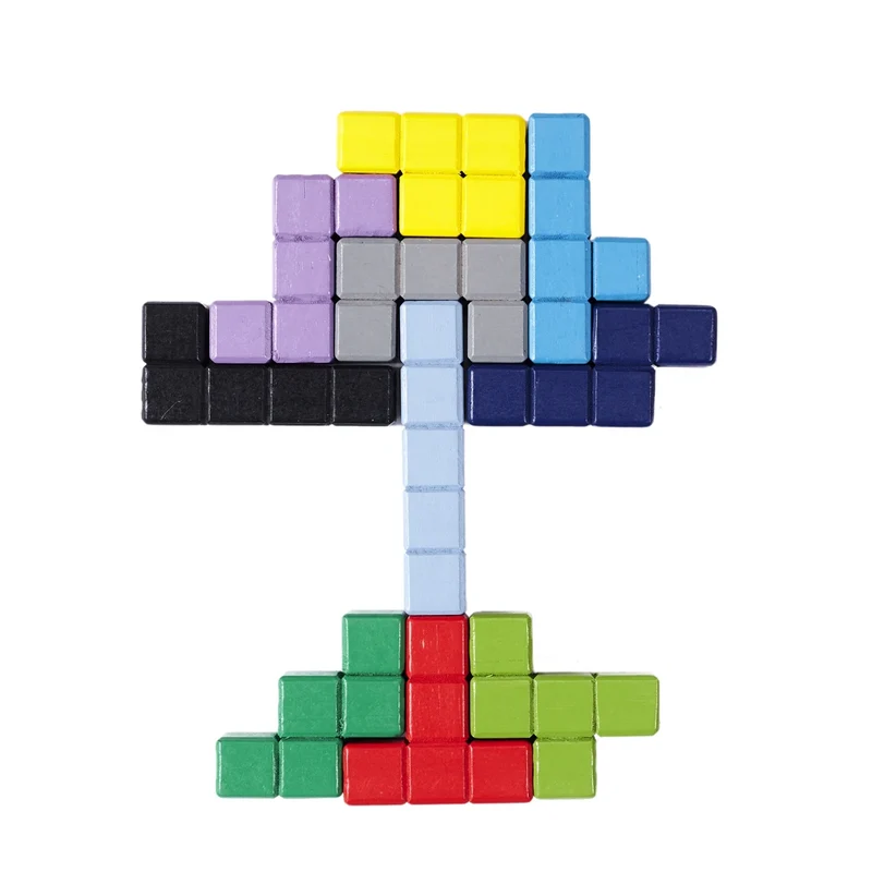 Puzzle Tetris en Bois Montessori — Jeu Logique d'Assemblage Enfant 3 ans
