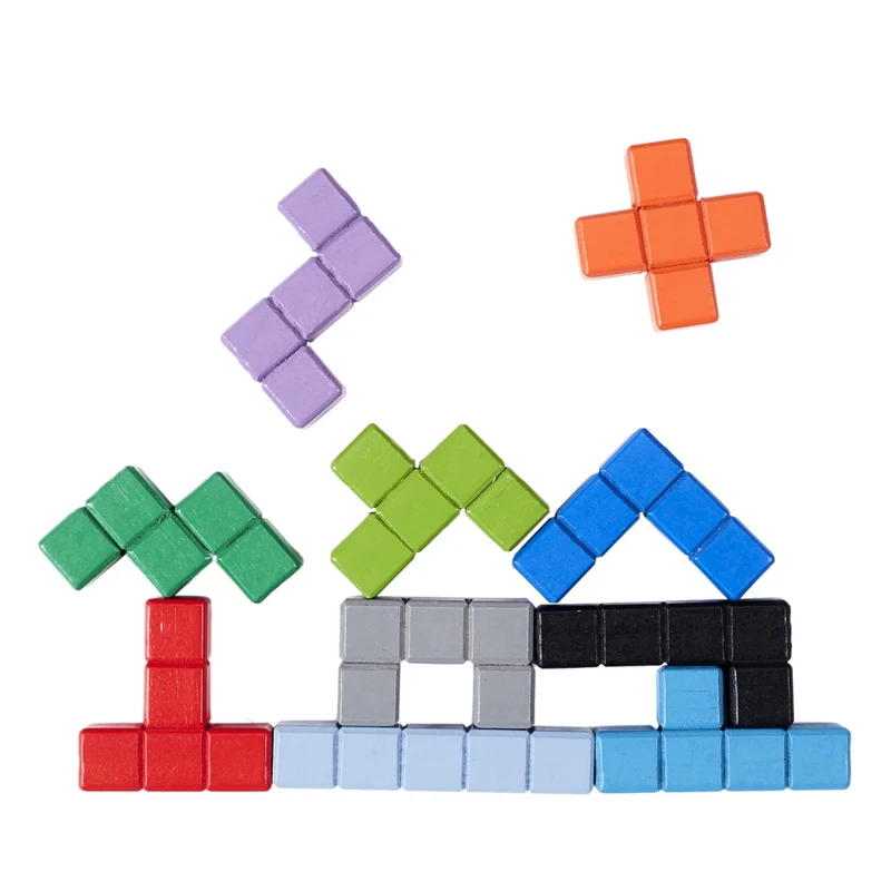 Puzzle Tetris en Bois Montessori — Jeu Logique d'Assemblage Enfant 3 ans