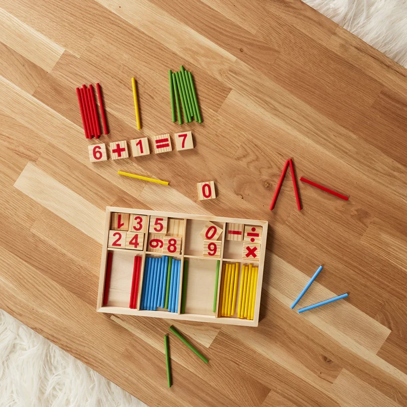 Bâtons de Calcul Montessori en Bois Bambou — Apprendre à Compter