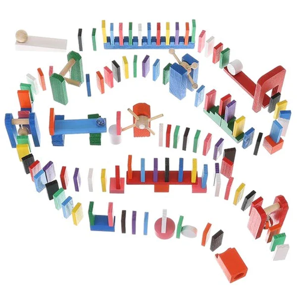 Dominos en bois – Jeu de construction et parcours créatif pour enfant