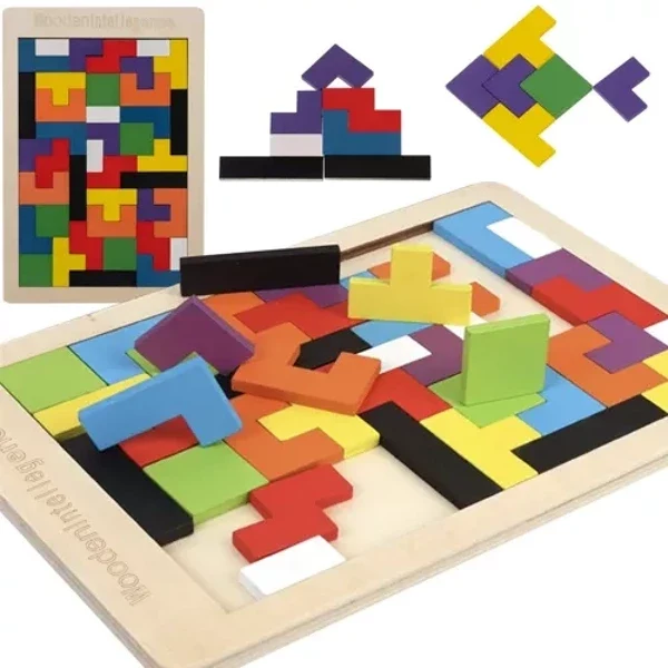 Puzzle tangram en bois – Jeu de logique Montessori pour enfant