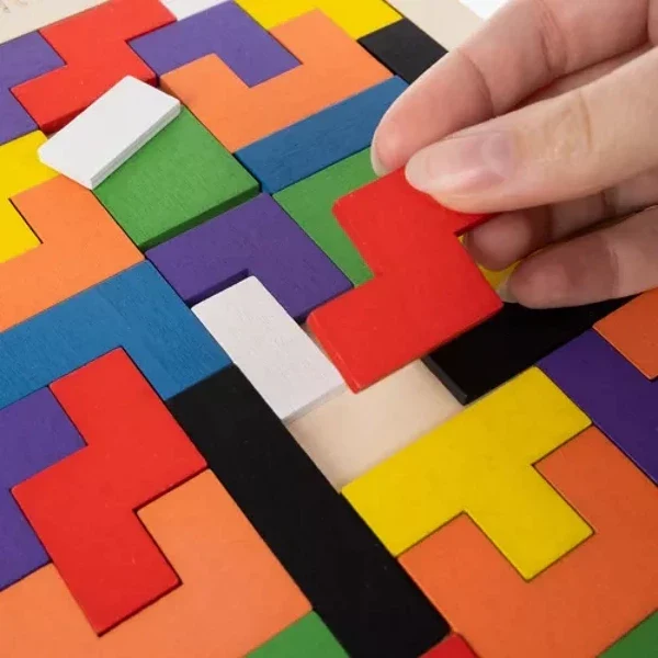 Puzzle tangram en bois – Jeu de logique Montessori pour enfant