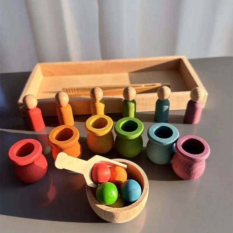 Jouet de tri Montessori en bois – Couleurs, motricité et découverte