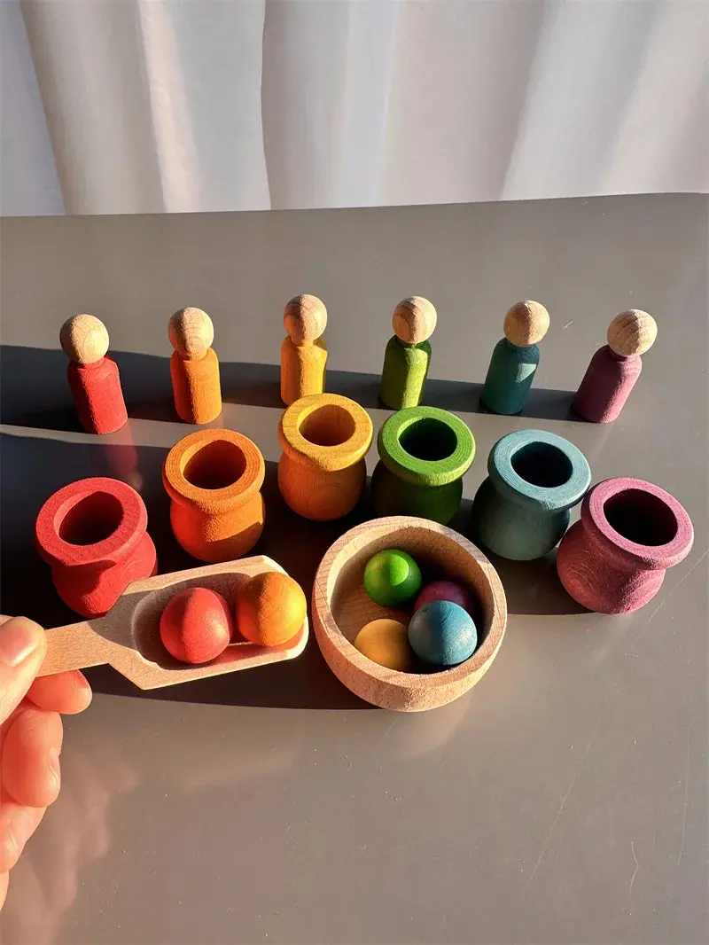 Jouet de tri Montessori en bois – Couleurs, motricité et découverte