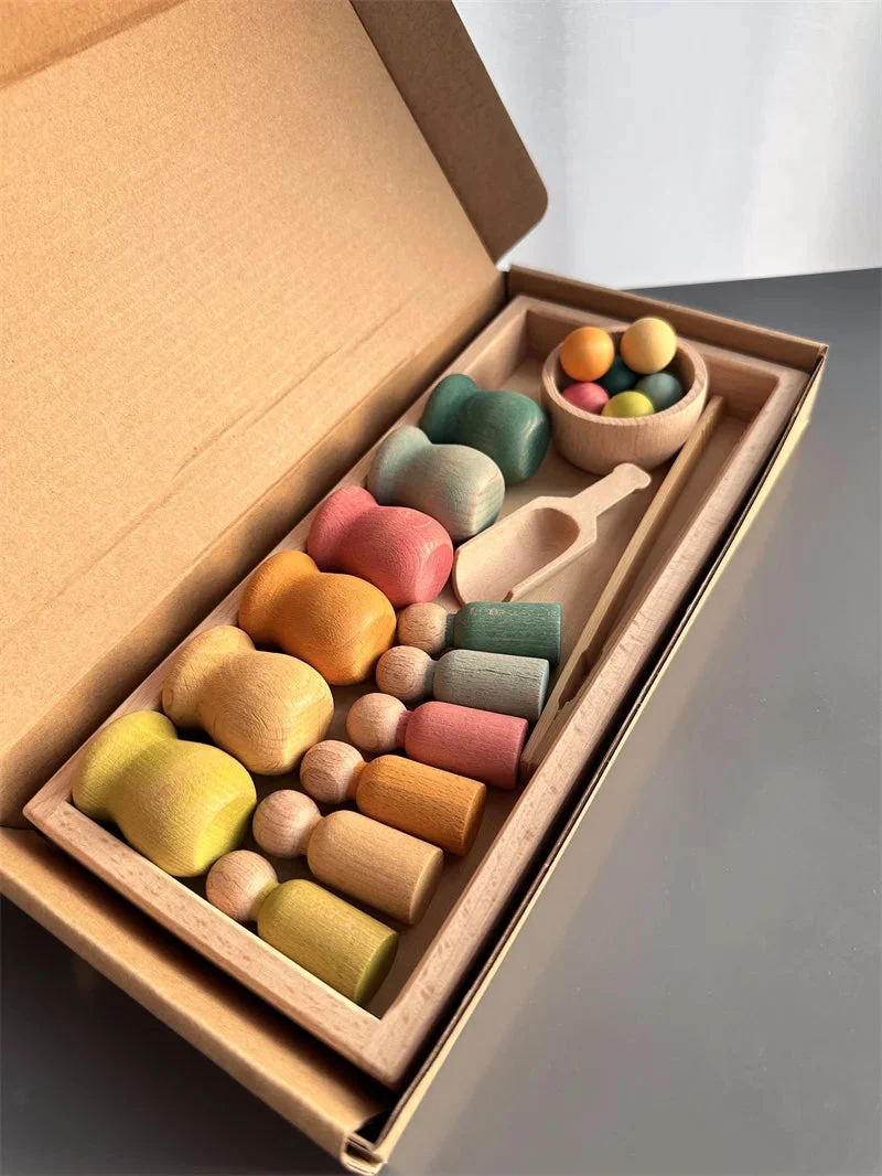 Jouet de tri Montessori en bois – Couleurs, motricité et découverte