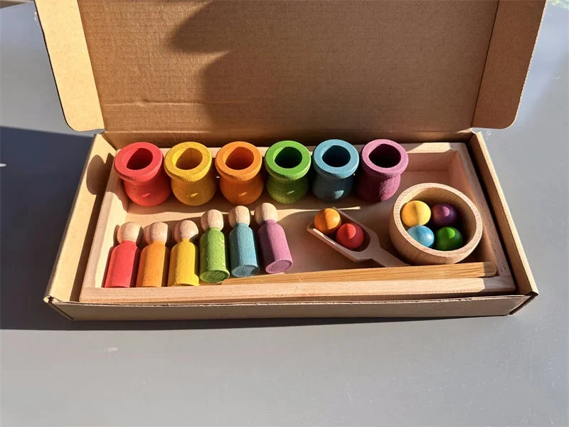 Jouet de tri Montessori en bois – Couleurs, motricité et découverte
