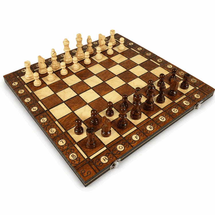 Jeu d’échecs bois magnétique 3 en 1 pliable – Échecs, Dames & Backgammon