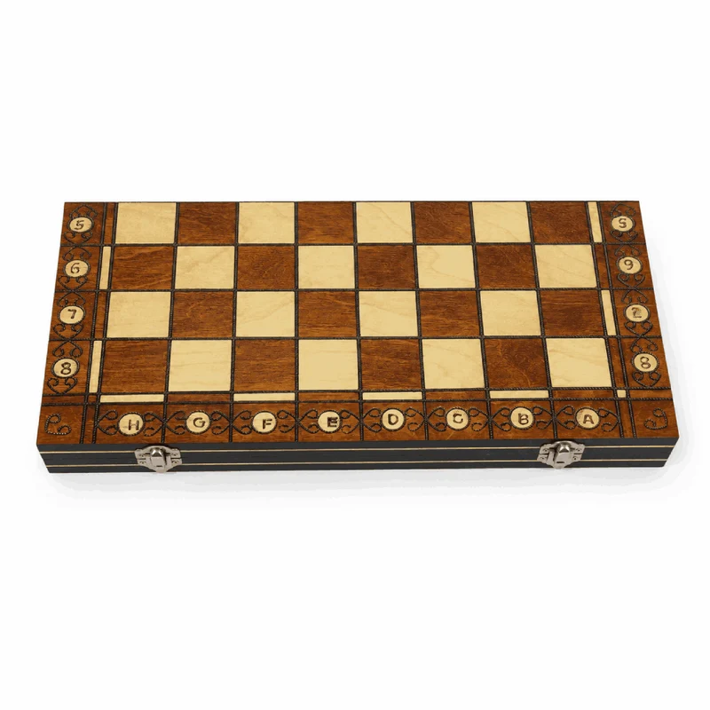 Jeu d’échecs bois magnétique 3 en 1 pliable – Échecs, Dames & Backgammon