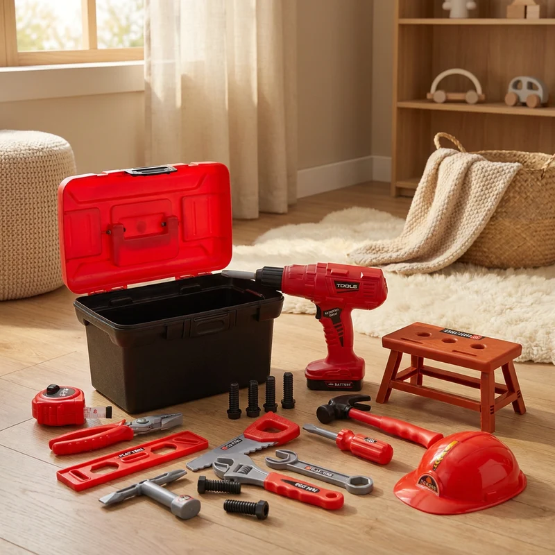Coffret d'Outils Enfant · Perceuse & Mallette Complète (~55 pièces) | Les Petiots™