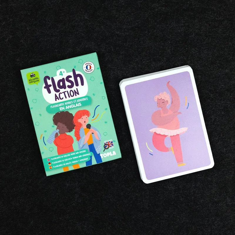 Flash Action - Grandes images illustrées pour apprendre les verbes et adjectifs en anglais