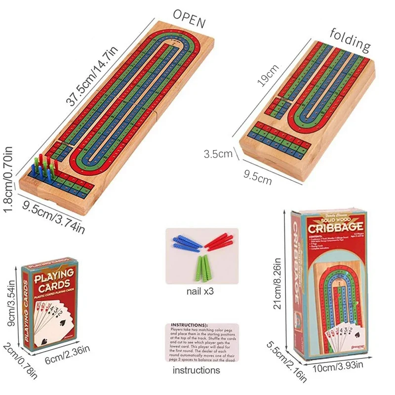Cribbage - Jeu de stratégie avec piste en bois pliable