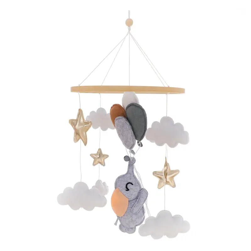 Mobile en Bois pour Berceau Bébé - Jouet Apaisant en Feutrine pour Nouveau-nés