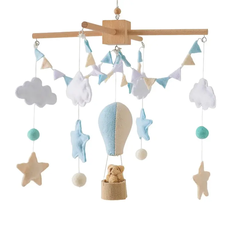 Mobile en Bois pour Berceau Bébé - Jouet Apaisant en Feutrine pour Nouveau-nés