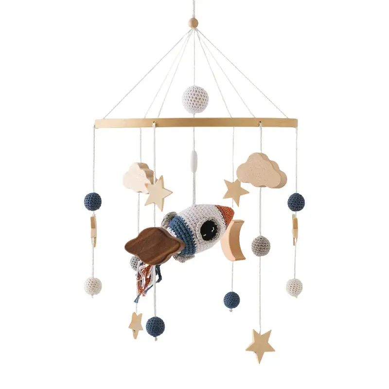 Mobile en Bois pour Berceau Bébé - Jouet Apaisant en Feutrine pour Nouveau-nés