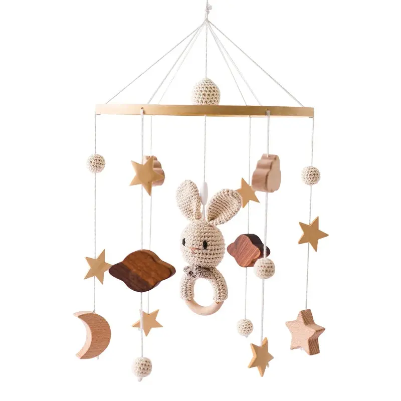 Mobile en Bois pour Berceau Bébé - Jouet Apaisant en Feutrine pour Nouveau-nés