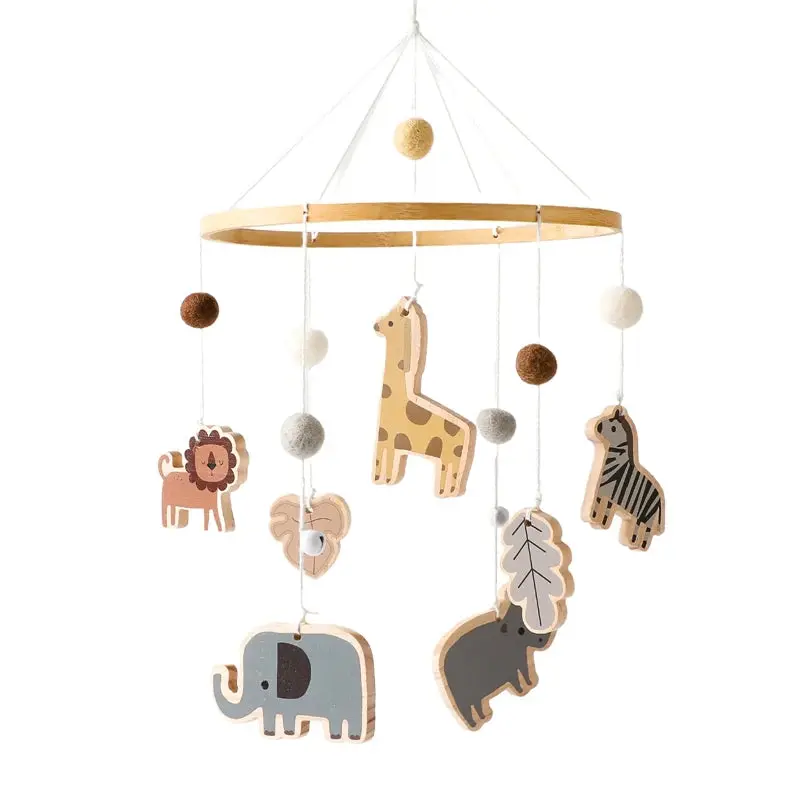 Mobile en Bois pour Berceau Bébé - Jouet Apaisant en Feutrine pour Nouveau-nés