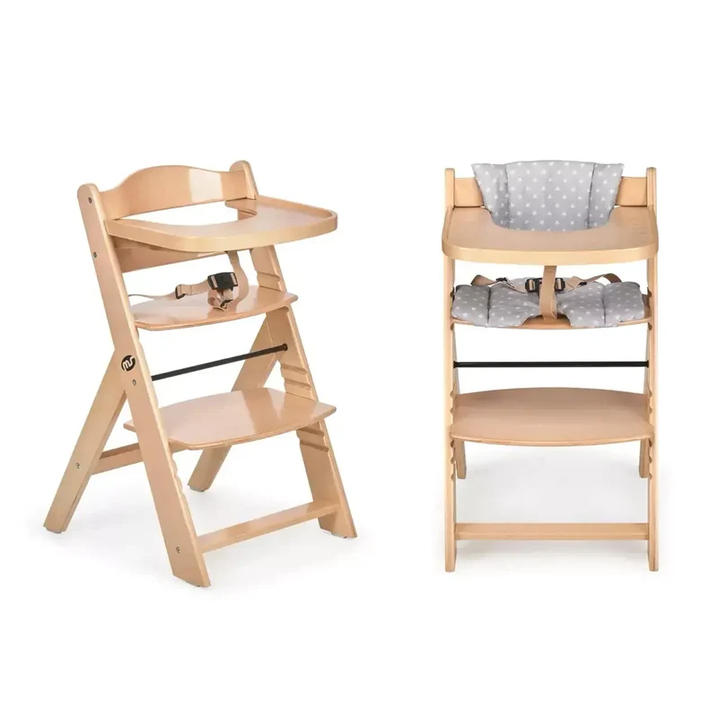 Chaise Haute 2-en-1 en Bois pour Bébé et Enfant - Évolutive de 6 Mois à 10 Ans
