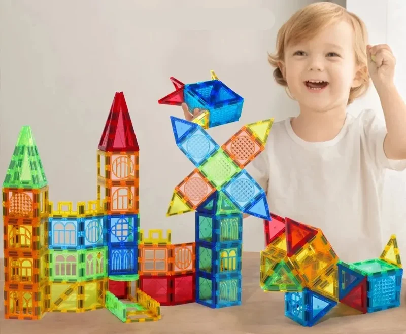 Set de Construction Magnétique pour Enfants - 50/77/105 Pièces - Jouet Éducatif Montessori