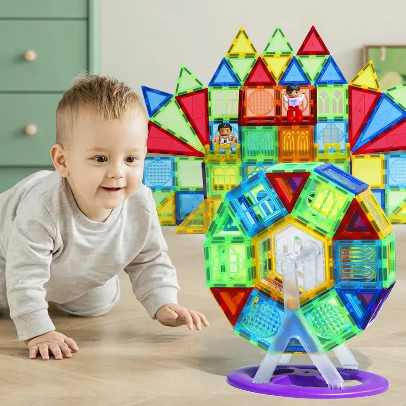 Set de Construction Magnétique pour Enfants - 50/77/105 Pièces - Jouet Éducatif Montessori