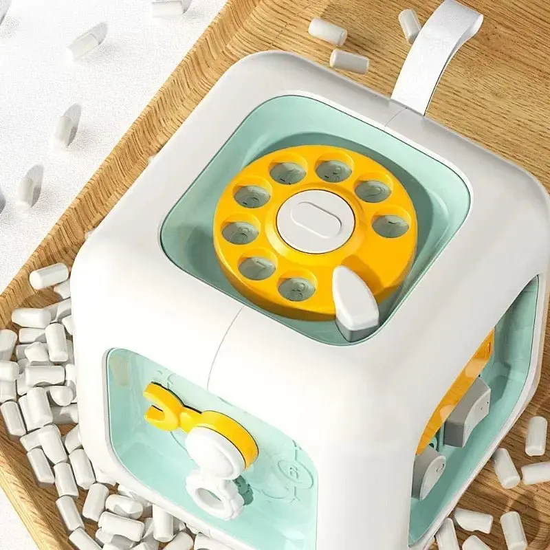 Cube Sensoriel Montessori 6-en-1 - Jouet Éducatif Multifonction pour Bébé et Jeune Enfant