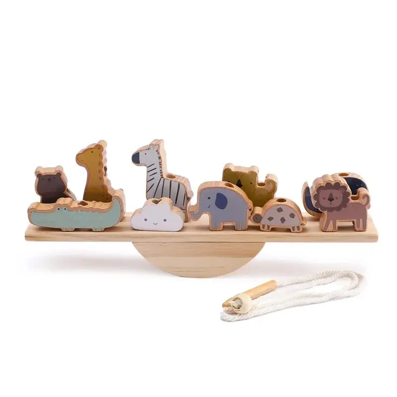 Jeu d'équilibre Montessori en bois avec blocs animaux pour enfants