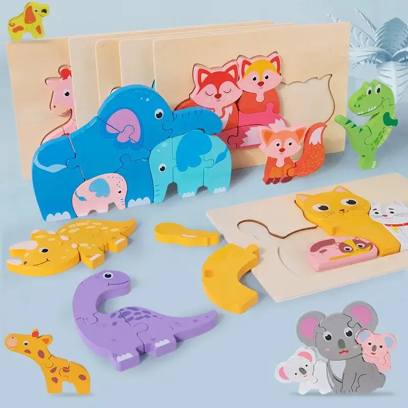 Jeu de puzzle en bois 3D pour enfants avec des animaux