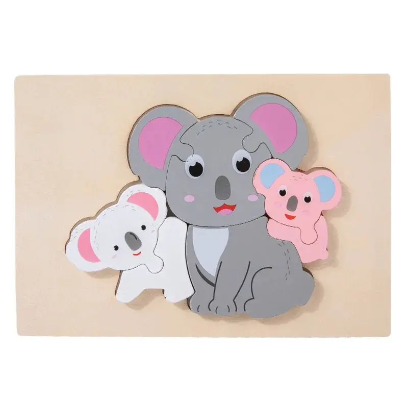 Jeu de puzzle en bois 3D pour enfants avec des animaux