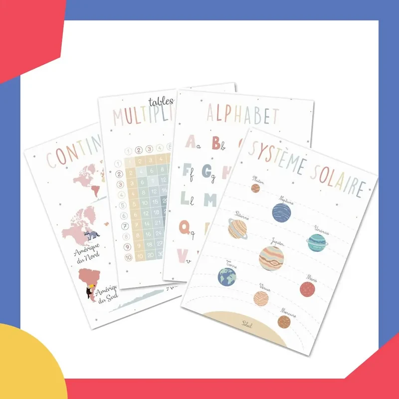 Posters Montessori d'apprentissage décoratifs