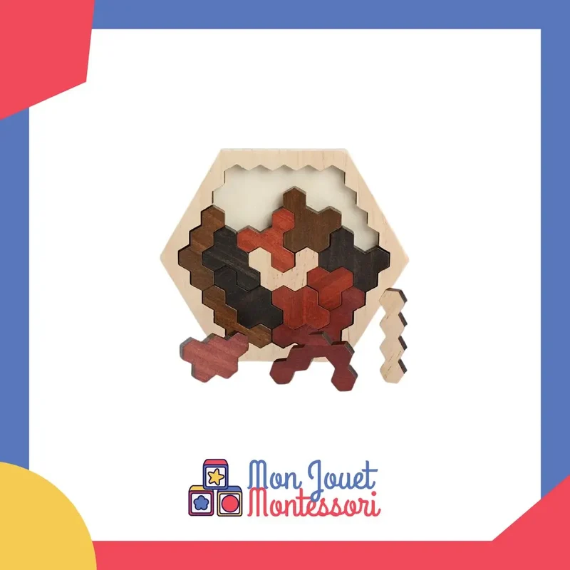Puzzle Tangram Hexagone en Bois
