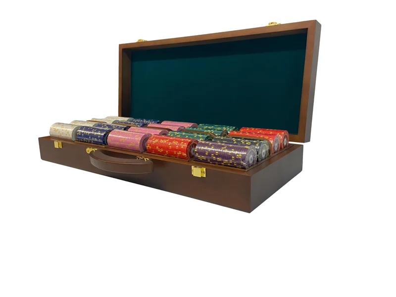Mallette de 500 jetons - Bois avec racks - Sunshine - 14,5 gr