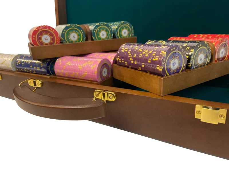 Mallette de 500 jetons - Bois avec racks - Sunshine - 14,5 gr