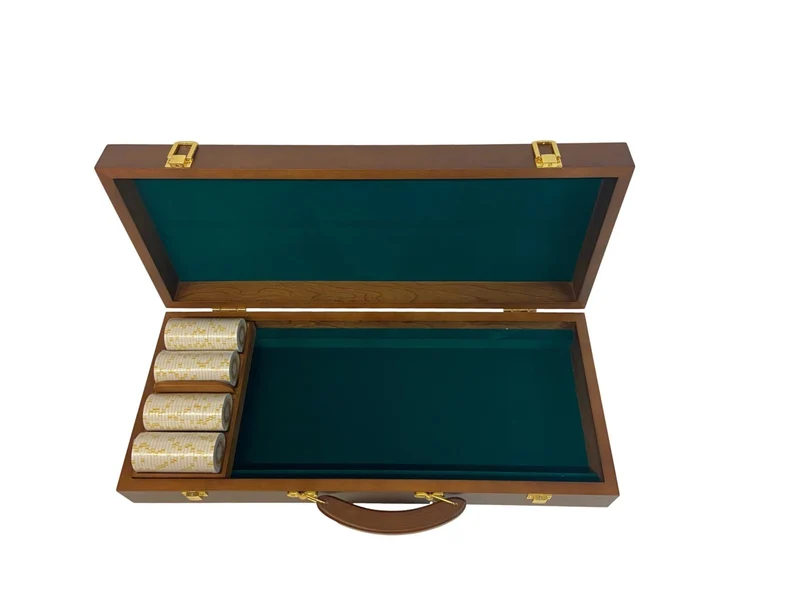 Mallette de 500 jetons - Bois avec racks - Sunshine - 14,5 gr