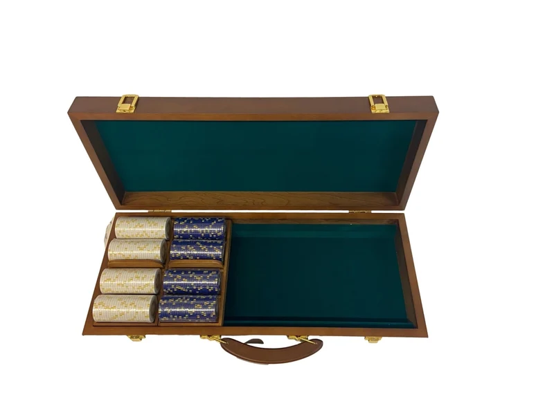 Mallette de 500 jetons - Bois avec racks - Sunshine - 14,5 gr