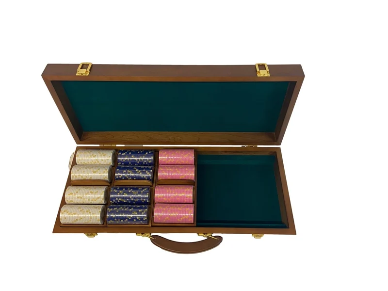 Mallette de 500 jetons - Bois avec racks - Sunshine - 14,5 gr