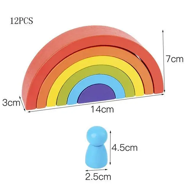 Puzzle Arc-en-Ciel Pastel en Bois - Jouet d'Empilage Montessori pour Enfants