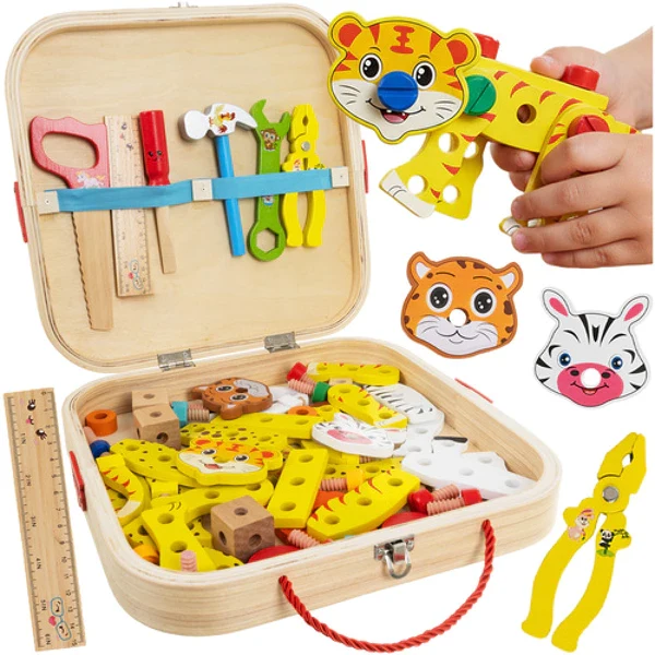 Boîte à outils enfant en bois – Mallette de bricolage éducative