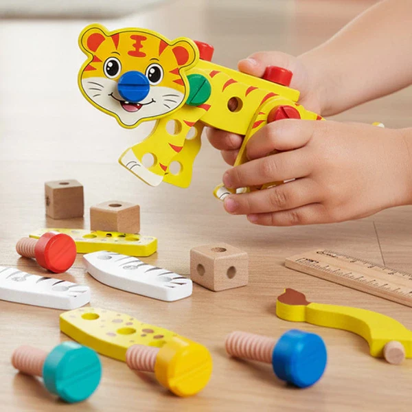 Boîte à outils enfant en bois – Mallette de bricolage éducative