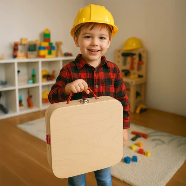 Boîte à outils enfant en bois – Mallette de bricolage éducative