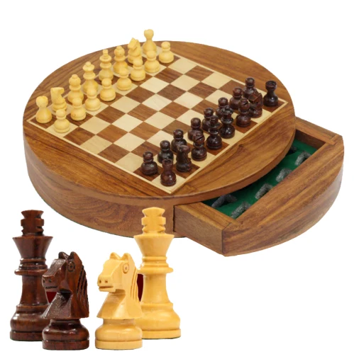 Jeu d'Échecs Rond en bois