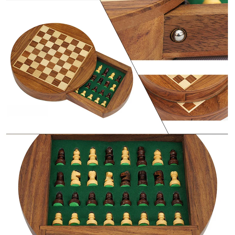 Jeu d'Échecs Rond en bois