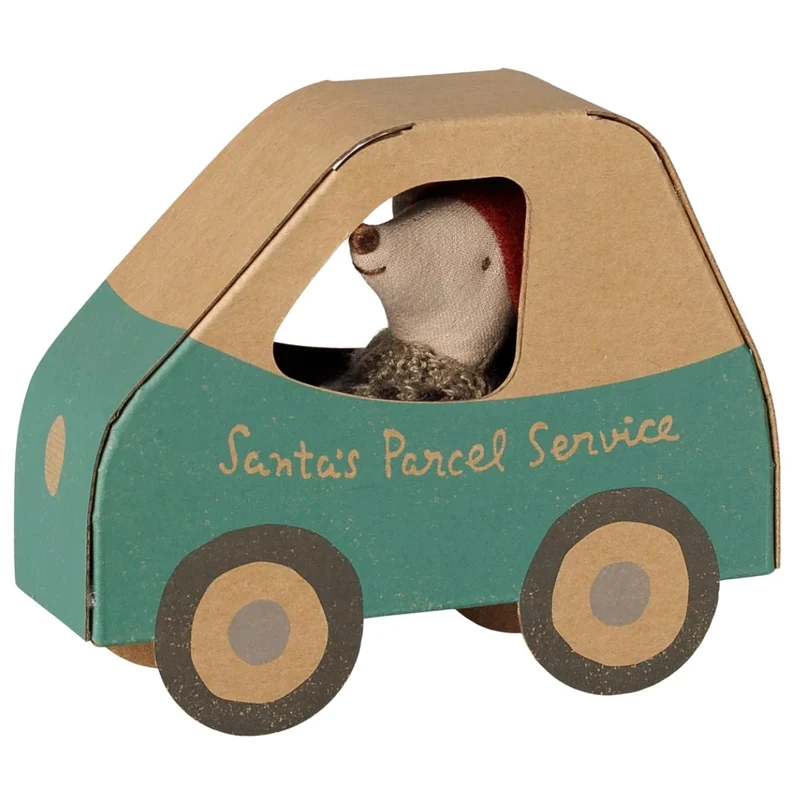Souris De Noël, Petit Frère Dans Une Boîte En Forme De Voiture