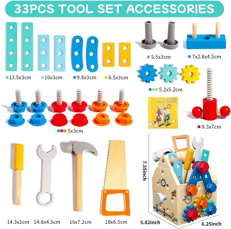 Boîte d'Outils en Bois pour Enfant | Bricolage Éducatif