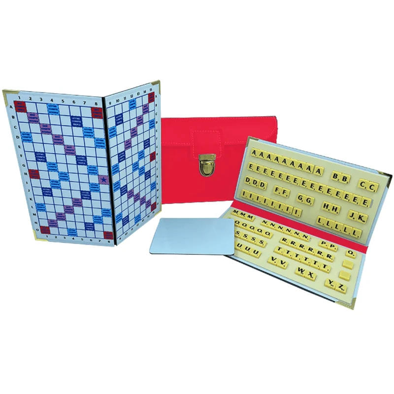 Scrabble Duplicate ou de Voyage en Cuir Vegan - Magnétique - Pliant - Corail