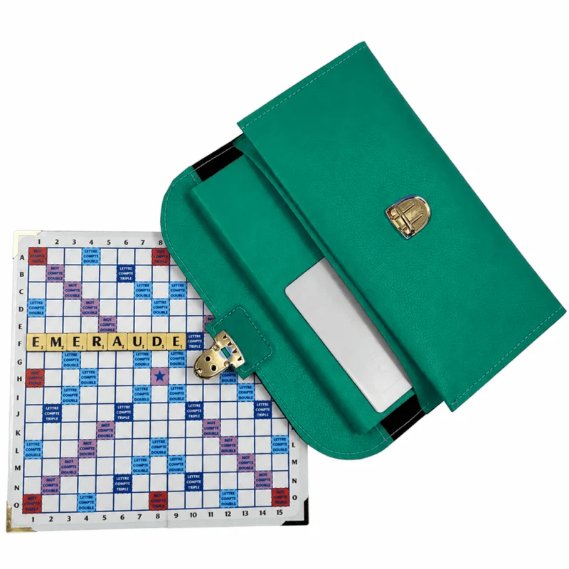 Scrabble Duplicate ou de Voyage en Cuir Vegan - Magnétique - Pliant - Emeraude