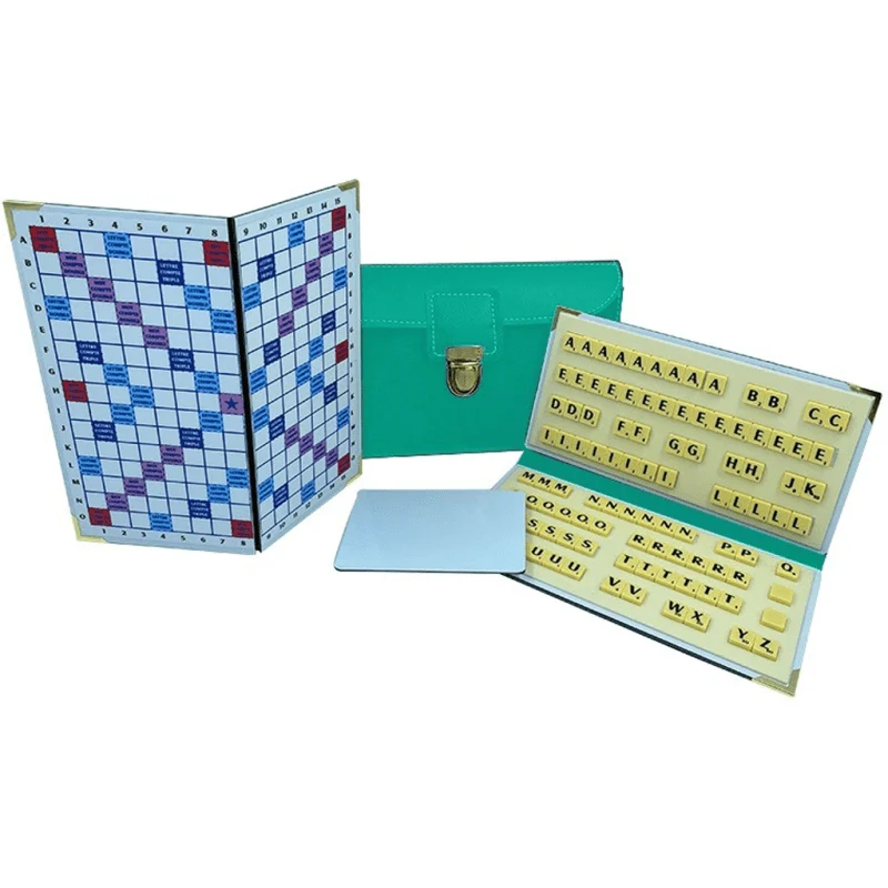 Scrabble Duplicate ou de Voyage en Cuir Vegan - Magnétique - Pliant - Emeraude