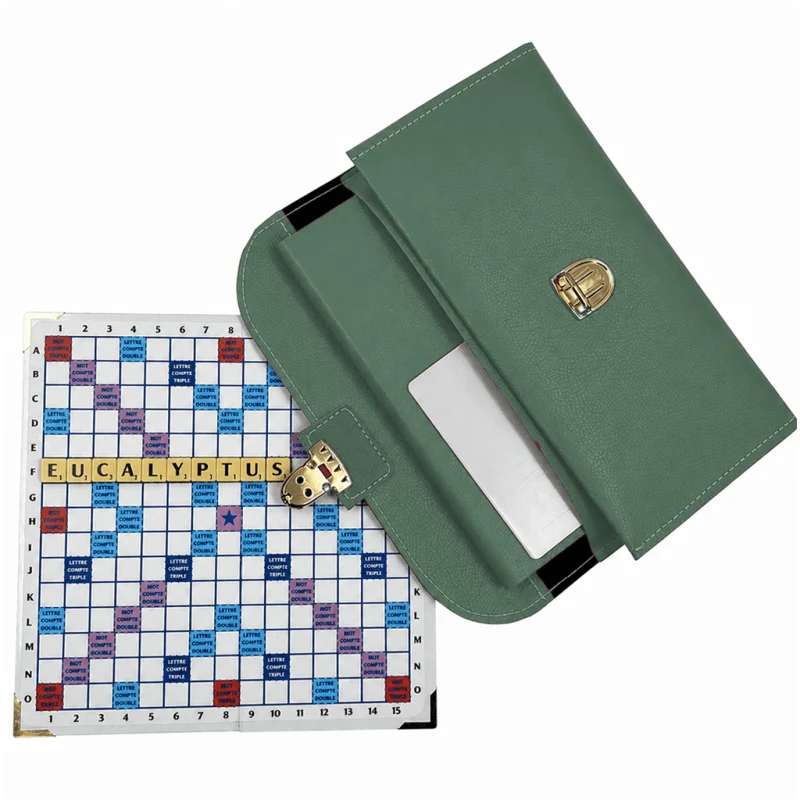 Scrabble Duplicate ou de Voyage en Cuir Vegan - Magnétique - Pliant - Eucalyptus