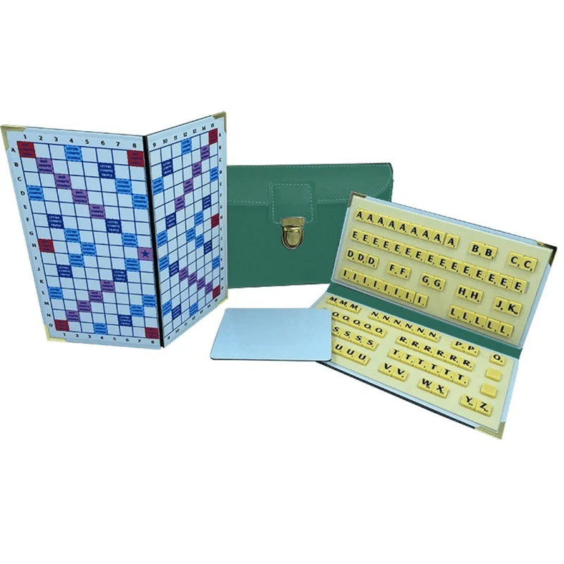 Scrabble Duplicate ou de Voyage en Cuir Vegan - Magnétique - Pliant - Eucalyptus